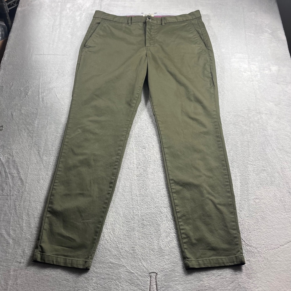 Perk Feel Good Chinos Mens 38x32 Olive Green Slim Fit Stretch Twill Pants